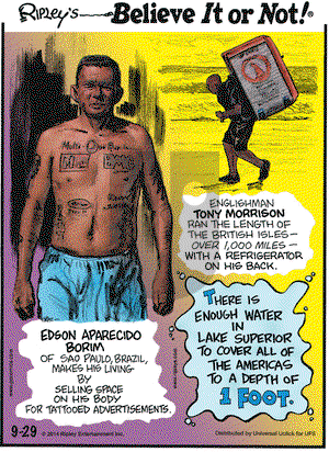 Ripley's Believe It or Not on Monday September 29, 2014 Comic Strip