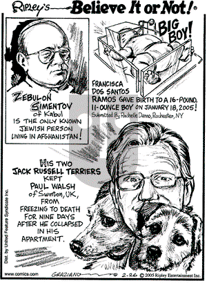 Ripley's Believe It or Not on Saturday February 26, 2005 Comic Strip