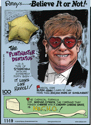 Ripley's Believe It or Not on Tuesday November 19, 2019 Comic Strip