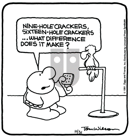 Ziggy - Thursday October 31, 1991 Comic Strip