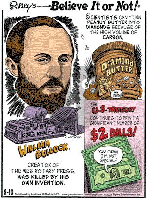 Ripley's Believe It or Not - Wednesday August 10, 2022 Comic Strip