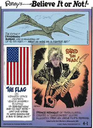 Ripley's Believe It or Not on Thursday April 1, 2021 Comic Strip