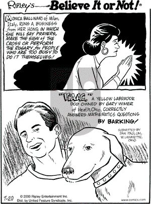 Ripley's Believe It or Not on Thursday July 20, 2000 Comic Strip