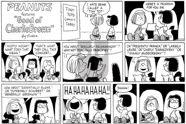Peanuts on Sunday August 10, 1986 Comic Strip