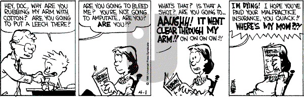 Calvin and Hobbes - Tuesday April 1, 1986 Comic Strip