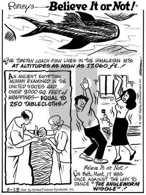 Ripley's Believe It or Not on Saturday September 13, 1997 Comic Strip