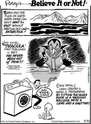 Ripley's Believe It or Not on Wednesday March 31, 1999 Comic Strip