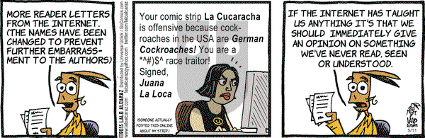La Cucaracha on Monday May 11, 2015 Comic Strip
