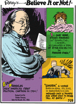 Ripley's Believe It or Not on Monday July 26, 2010 Comic Strip