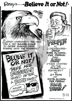 Ripley's Believe It or Not on Friday March 14, 2008 Comic Strip