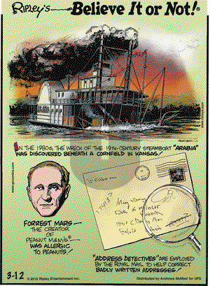Ripley's Believe It or Not on Monday March 12, 2018 Comic Strip