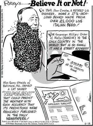 Ripley's Believe It or Not on Friday June 14, 1996 Comic Strip