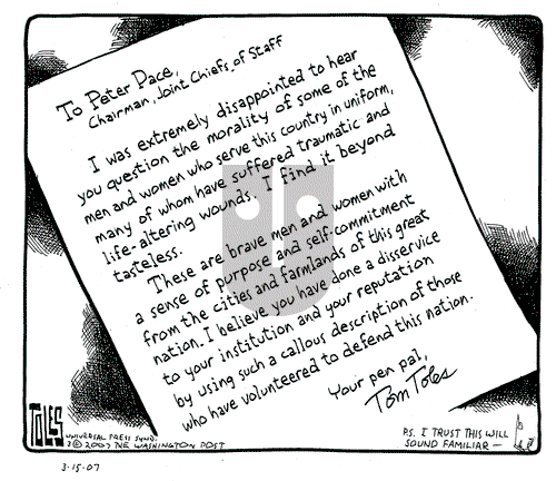 Tom Toles on Thursday March 15, 2007 Comic Strip
