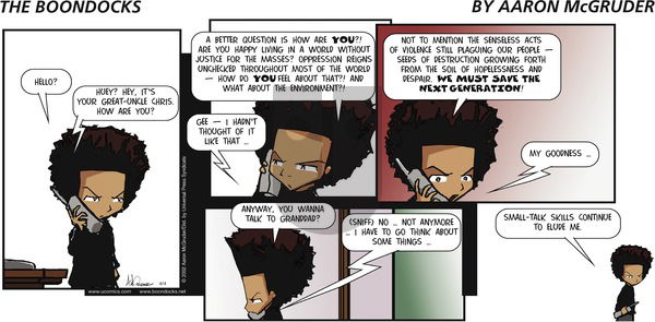 The Boondocks on Sunday April 4, 2004 Comic Strip
