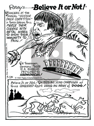 Ripley's Believe It or Not on Monday September 15, 1997 Comic Strip