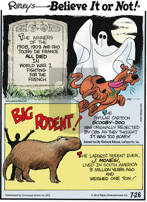 Ripley's Believe It or Not on Saturday July 26, 2014 Comic Strip