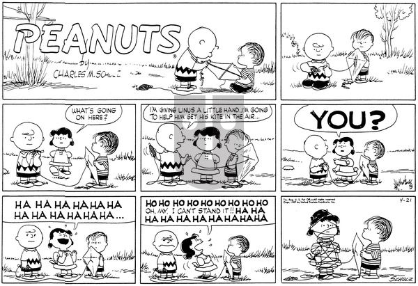 Peanuts on Sunday April 21, 1957 Comic Strip