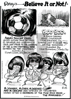 Ripley's Believe It or Not on Saturday March 15, 2008 Comic Strip
