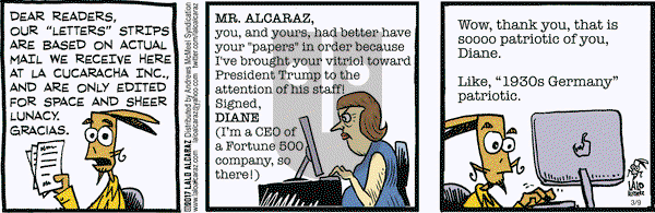La Cucaracha on Thursday March 9, 2017 Comic Strip