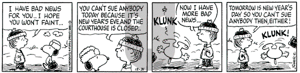 Peanuts on Wednesday December 31, 1986 Comic Strip