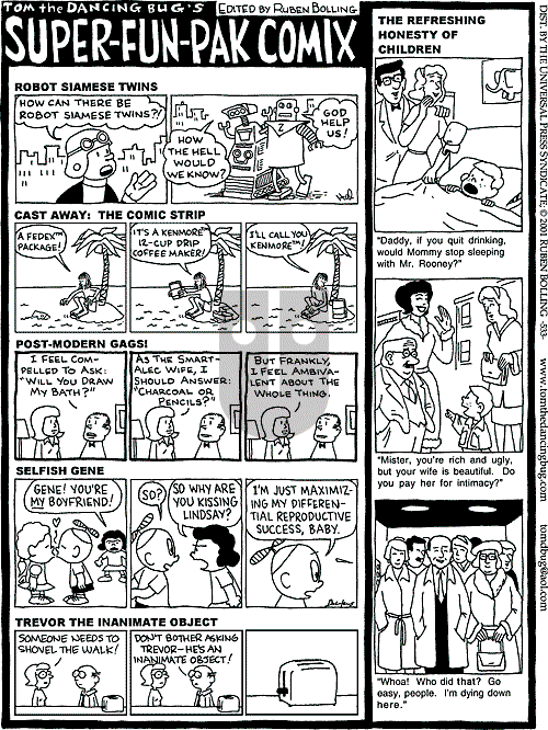 Tom the Dancing Bug on Saturday February 3, 2001 Comic Strip