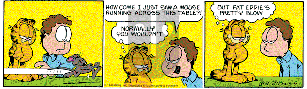 Garfield on Tuesday March 5, 1996 Comic Strip