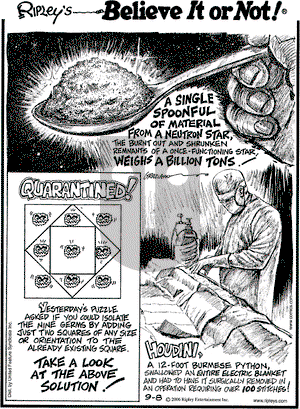 Ripley's Believe It or Not on Friday September 8, 2006 Comic Strip