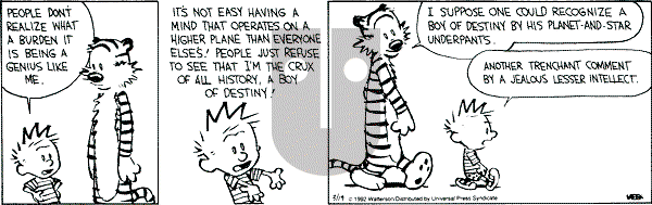Calvin and Hobbes - Thursday March 19, 1992 Comic Strip