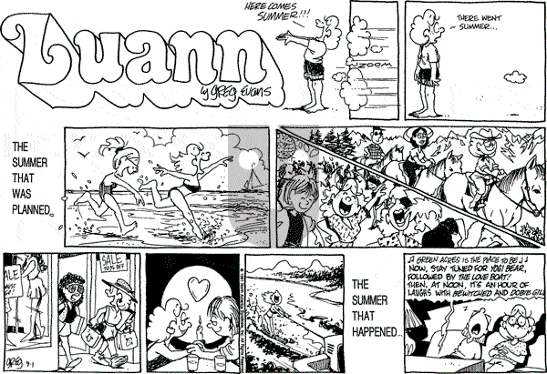 Luann on Sunday September 1, 1991 Comic Strip