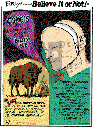 Ripley's Believe It or Not on Wednesday July 7, 2010 Comic Strip