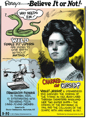 Ripley's Believe It or Not on Tuesday September 30, 2014 Comic Strip
