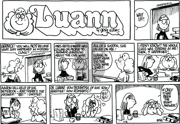 Luann on Sunday May 18, 1986 Comic Strip