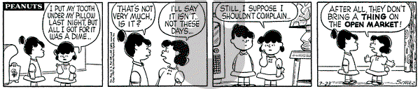 Peanuts on Tuesday July 23, 1957 Comic Strip