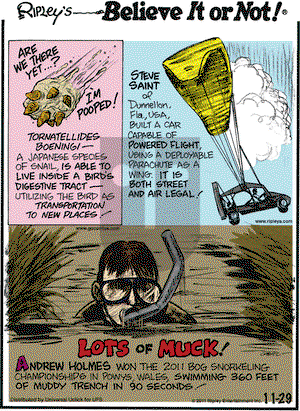 Ripley's Believe It or Not on Tuesday November 29, 2011 Comic Strip