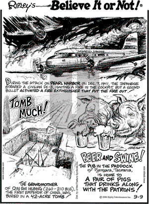 Ripley's Believe It or Not on Saturday September 9, 2006 Comic Strip