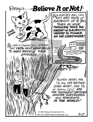 Ripley's Believe It or Not on Wednesday September 17, 1997 Comic Strip