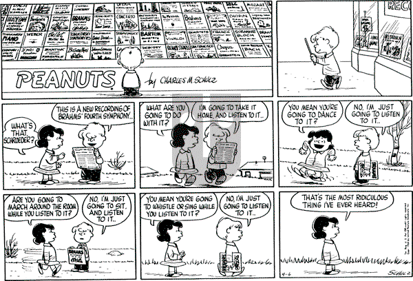 Peanuts - Sunday April 6, 1958 Comic Strip