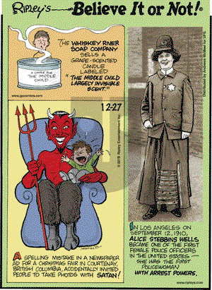 Ripley's Believe It or Not on Friday December 27, 2019 Comic Strip
