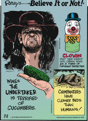 Ripley's Believe It or Not on Monday July 2, 2018 Comic Strip