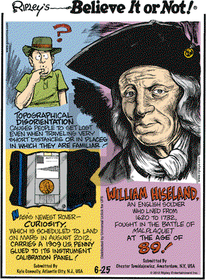 Ripley's Believe It or Not on Monday June 25, 2012 Comic Strip