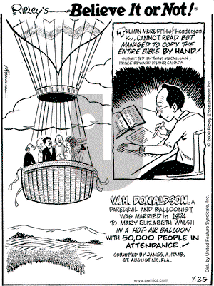 Ripley's Believe It or Not on Tuesday July 25, 2000 Comic Strip