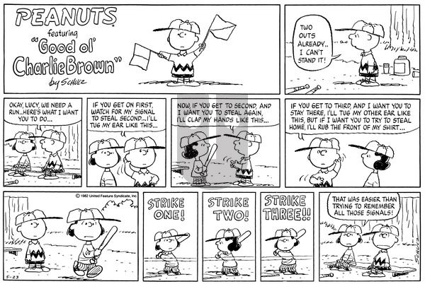 Peanuts on Sunday May 23, 1982 Comic Strip