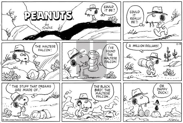 Peanuts on Sunday February 19, 1995 Comic Strip