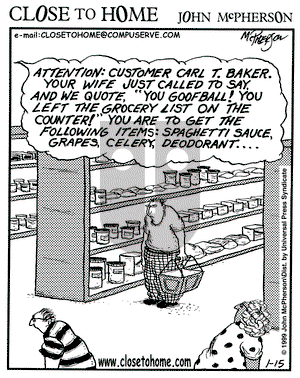 Close to Home on Friday January 15, 1999 Comic Strip