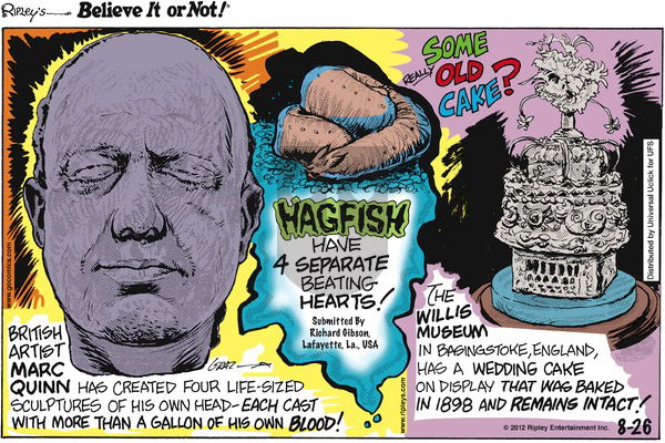 Ripley's Believe It or Not on Sunday August 26, 2012 Comic Strip