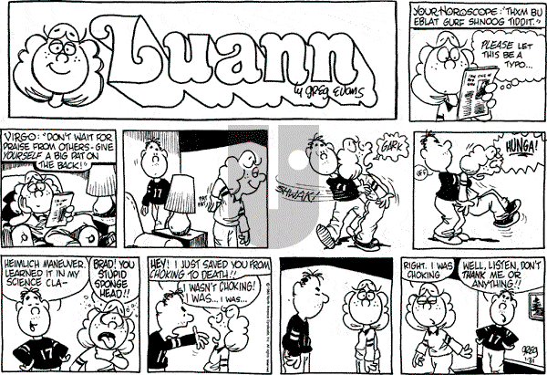 Luann on Sunday January 31, 1988 Comic Strip