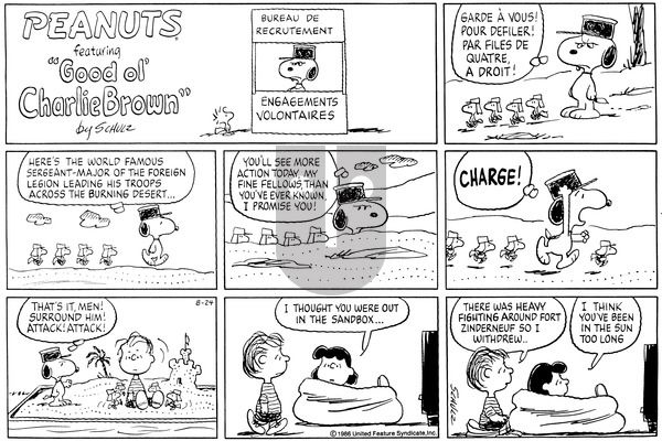 Peanuts on Sunday August 24, 1986 Comic Strip