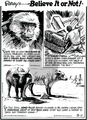 Ripley's Believe It or Not on Monday September 11, 2006 Comic Strip