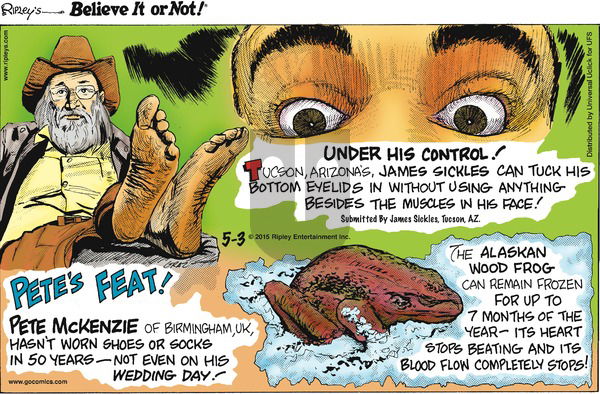 Ripley's Believe It or Not on Sunday May 3, 2015 Comic Strip