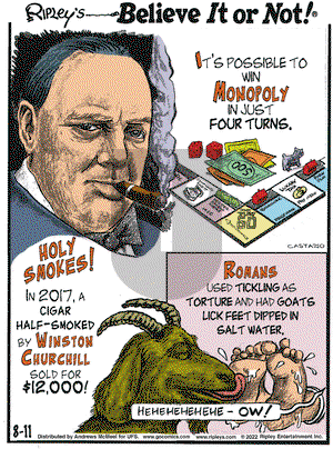 Ripley's Believe It or Not - Thursday August 11, 2022 Comic Strip